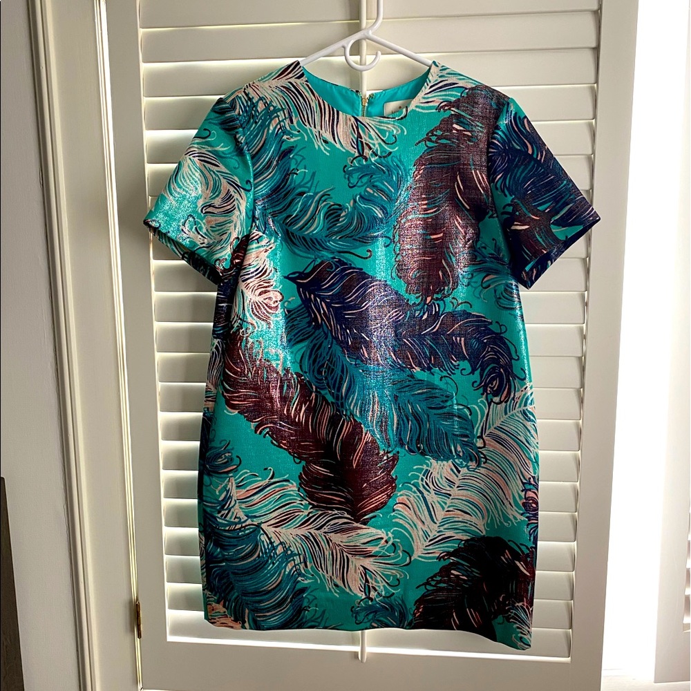 Kate Spade peacock shift party dress